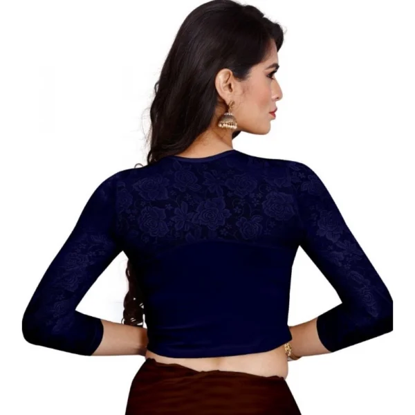 Women's Stretchable Readymade Blouse Cotton Lycra (Size-Free Size ,Neck Type-Round)