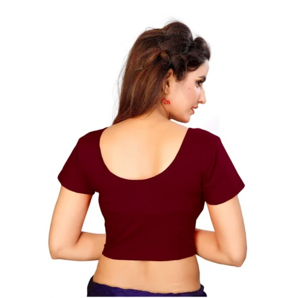Women's Stretchable Readymade Blouse Cotton Lycra (Size-Free Size ,Neck Type-Round)