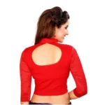 Women's Stretchable Readymade Blouse Cotton Lycra (Size-Free Size ,Neck Type-Collar)