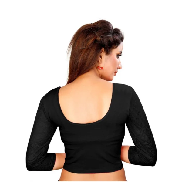 Women's Stretchable Readymade Blouse Cotton Lycra (Size-Free Size ,Neck Type-Round)