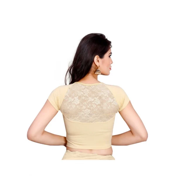 Women's Stretchable Readymade Blouse Cotton Lycra (Size-Free Size ,Neck Type-Designer)
