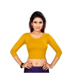 Women's Stretchable Readymade Blouse Cotton Lycra (Size-Free Size ,Neck Type-Round)