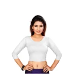 Women's Stretchable Readymade Blouse Cotton Lycra (Size-Free Size ,Neck Type-Round)