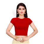 Women's Stretchable Readymade Blouse Cotton Lycra (Size-Free Size ,Neck Type-Designer)