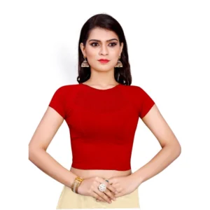Women's Stretchable Readymade Blouse Cotton Lycra (Size-Free Size ,Neck Type-Designer)
