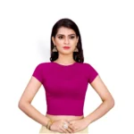 Women's Stretchable Readymade Blouse Cotton Lycra (Size-Free Size ,Neck Type-Designer)