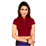 Women's Stretchable Readymade Blouse Cotton Lycra (Size-Free Size ,Neck Type-Collar)