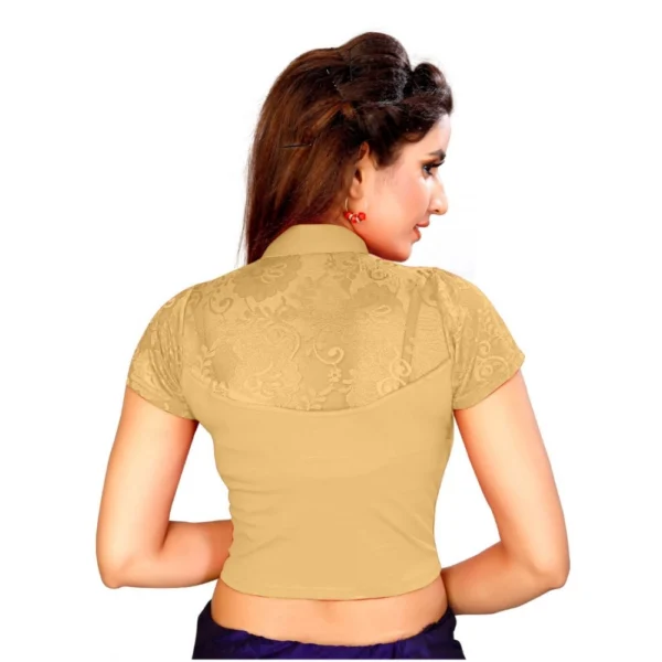 Women's Stretchable Readymade Blouse Cotton Lycra (Size-Free Size ,Neck Type-Collar)