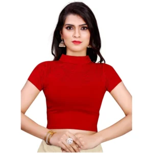 Women's Stretchable Readymade Blouse Cotton Lycra (Size-Free Size ,Neck Type-Collar)