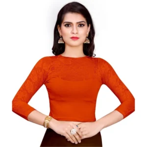 Women's Stretchable Readymade Blouse Cotton Lycra (Size-Free Size ,Neck Type-Round)