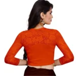 Women's Stretchable Readymade Blouse Cotton Lycra (Size-Free Size ,Neck Type-Round)