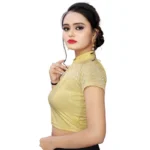 Women's Stretchable Readymade Blouse Cotton Lycra (Size-Free Size ,Neck Type-Collar)