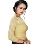 Women's Stretchable Readymade Blouse Cotton Lycra (Size-Free Size ,Neck Type-Close Neck)