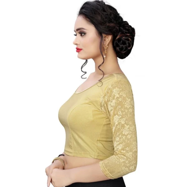 Women's Stretchable Readymade Blouse Cotton Lycra (Size-Free Size ,Neck Type-Round)