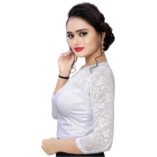 Women's Stretchable Readymade Blouse Cotton Lycra (Size-Free Size ,Neck Type-Boat Neck)
