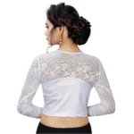 Women's Stretchable Readymade Blouse Cotton Lycra (Size-Free Size ,Neck Type-Boat Neck)