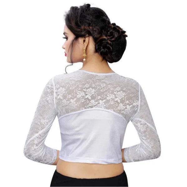 Women's Stretchable Readymade Blouse Cotton Lycra (Size-Free Size ,Neck Type-Boat Neck)