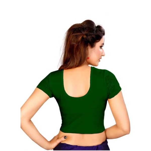 Women's Stretchable Readymade Blouse Cotton Lycra (Size-Free Size ,Neck Type-Round)