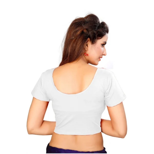 Women's Stretchable Readymade Blouse Cotton Lycra (Size-Free Size ,Neck Type-Round)