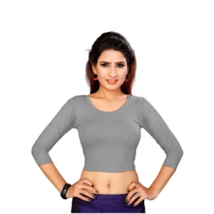 Women's Stretchable Readymade Blouse Cotton Lycra (Size-Free Size ,Neck Type-Round)
