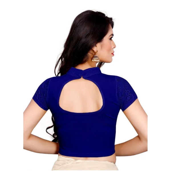 Women's Stretchable Readymade Blouse Cotton Lycra (Size-Free Size ,Neck Type-Collar)