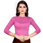 Women's Stretchable Readymade Blouse Cotton Lycra (Size-Free Size ,Neck Type-Round)
