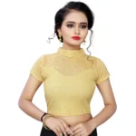 Women's Stretchable Readymade Blouse Cotton Lycra (Size-Free Size ,Neck Type-Collar)