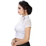 Women's Stretchable Readymade Blouse Cotton Lycra (Size-Free Size ,Neck Type-Collar)