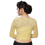 Women's Stretchable Readymade Blouse Cotton Lycra (Size-Free Size ,Neck Type-Boat Neck)