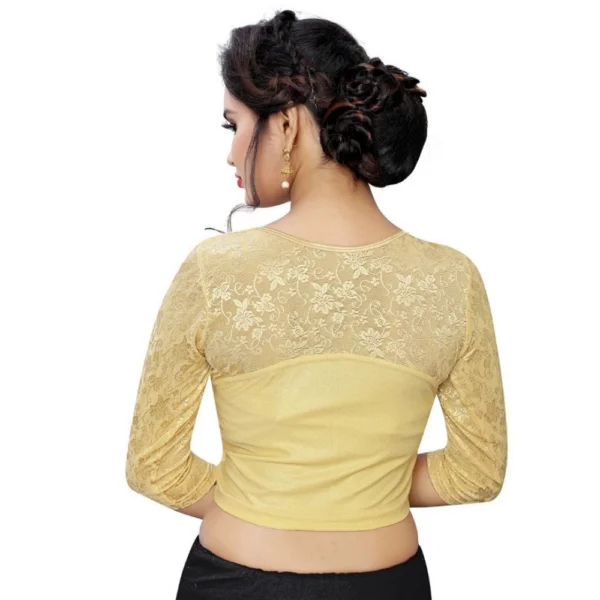 Women's Stretchable Readymade Blouse Cotton Lycra (Size-Free Size ,Neck Type-Boat Neck)