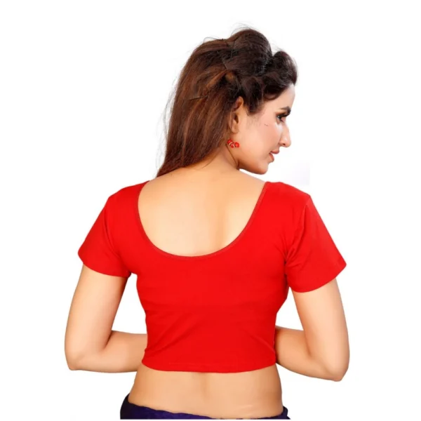 Women's Stretchable Readymade Blouse Cotton Lycra (Size-Free Size ,Neck Type-Round)