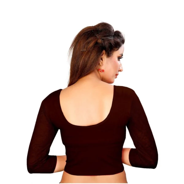 Women's Stretchable Readymade Blouse Cotton Lycra (Size-Free Size ,Neck Type-Round)