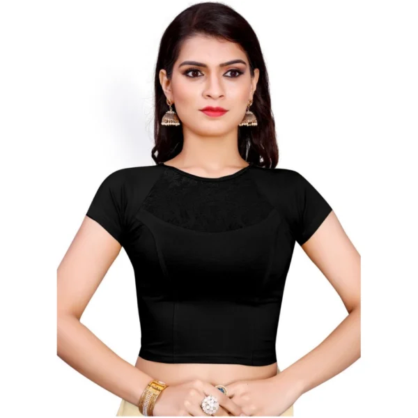 Women's Stretchable Readymade Blouse Cotton Lycra (Size-Free Size ,Neck Type-Round)