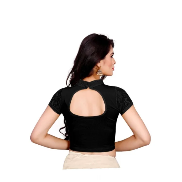 Women's Stretchable Readymade Blouse Cotton Lycra (Size-Free Size ,Neck Type-Close Neck)