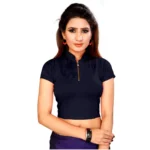 Women's Stretchable Readymade Blouse Cotton Lycra (Size-Free Size ,Neck Type-Collar)