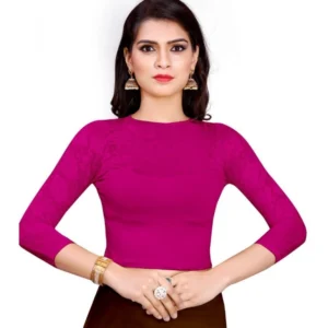 Women's Stretchable Readymade Blouse Cotton Lycra (Size-Free Size ,Neck Type-Round)