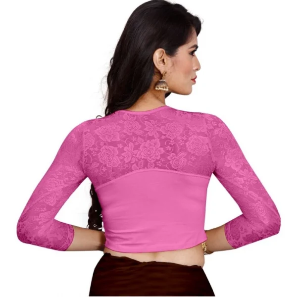 Women's Stretchable Readymade Blouse Cotton Lycra (Size-Free Size ,Neck Type-Round)