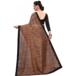 Women's Lycra Silk Saree With Blouse(Coffee,5-6Mtrs)