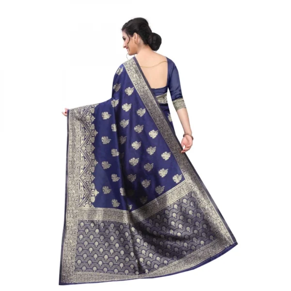 Women's Kota Banarasi Silk Saree With Blouse(Blue,5-6Mtrs)