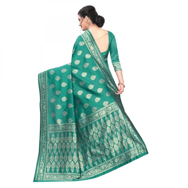 Women's Kota Banarasi Silk Saree With Blouse(Rama,5-6Mtrs)