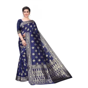 Women's Kota Banarasi Silk Saree With Blouse(Blue,5-6Mtrs)