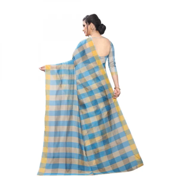 Women's Chanderi Art Silk Saree With Blouse(SkyBlue,5-6Mtrs)