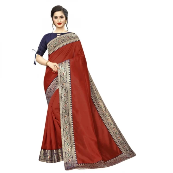 Women's Zoya Silk Saree With Blouse(Red,5-6Mtrs)
