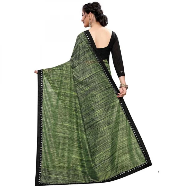 Women's Lycra Silk Saree With Blouse(Green,5-6Mtrs)