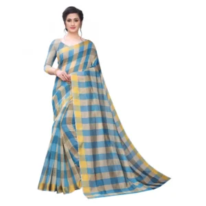 Women's Chanderi Art Silk Saree With Blouse(SkyBlue,5-6Mtrs)