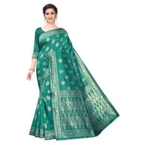 Women's Kota Banarasi Silk Saree With Blouse(Rama,5-6Mtrs)