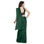 Women's Satin Saree With Blouse(Green,5-6Mtrs)