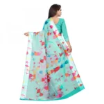 Women's Linen Cotton Blend Saree With Blouse(SkyBlue,5-6Mtrs)