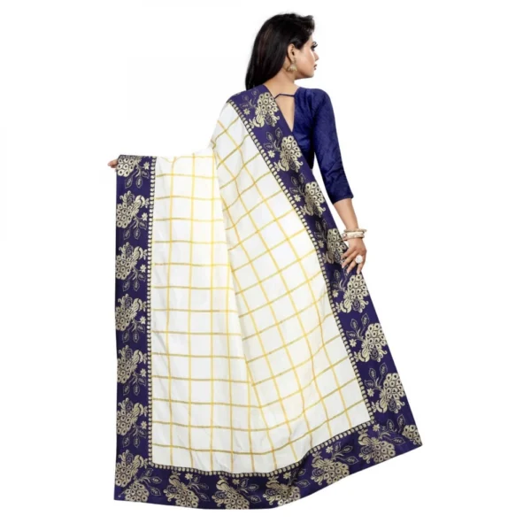 Women's Panetar Silk Saree With Blouse(White,5-6Mtrs)
