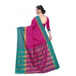 Women's Polyster Cotton Saree With Blouse(Pink Rama,5-6Mtrs)